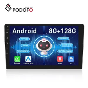 Podofo 8核心8 + 128G安卓车载收音机立体声9英寸QLED屏幕全球定位系统WIFI 4g DSP高分辨率EQ Carplay安卓自动人工智能语音