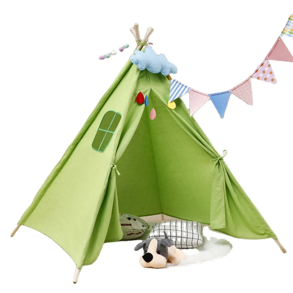 Jxb 2020 Nieuwe Tipi Tent Voor Kinderen Opvouwbare Kinderen Spelen Tenten Canvas Speelhuis Speelgoed Voor Meisjes En Jongens Kindertent