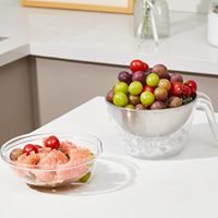 Mangkuk Salad Es 1.5L Dua Lapis, Bagian Dalam Baja Tahan Karat 304, Bagian Luar PC dengan Tutup, Sangat Cocok untuk Penyimpanan Makanan Dingin di Dapur, Grosir