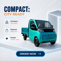 Camionnette électrique à 4 roues MEIYA avec cabine entièrement fermée, plateau ouvert, véhicule utilitaire léger, fourgonnette compacte pour la livraison de marchandises