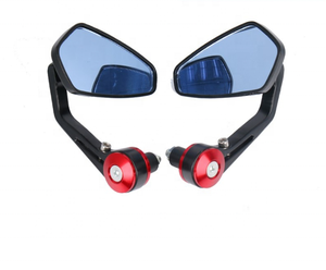 Phụ tùng xe máy sửa đổi chất lượng cao nhôm thẳng hình thoi phía sau xem gương lồi kính màu xanh bên gương để bán - Product Image 1