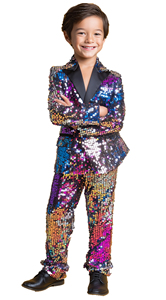 <span class=keywords><strong>Nuevo</strong></span> Conjunto de Traje de Lentejuelas para Niños 2026, Traje Formal de Dos Piezas Negro Brillante para Actuaciones en Escenario, Disfraz de Poliéster Estilo Oriental - Product Image 4