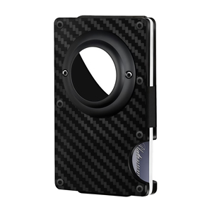 Carbon Fiber Slim <b>RFID</b> Blocking <b>Wallet</b> with Money Clip Elastic Band Tracker Compatible Credit Card Holder for Men Custom Logo - Product Image 1