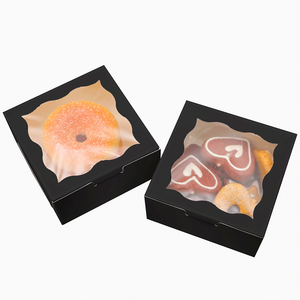 Cajas de embalaje de pasteles de panadería negras personalizadas Cajas de papel rígido con materiales reciclados para distribución de alimentos - Product Image 2