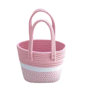 Handmade cotton cord braided Household storage basket