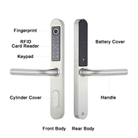 Serrure électronique coulissante étanche LOCKAI pour maison intelligente avec application, mot de passe, carte IC, code, empreinte digitale biométrique, cloud et clé en bois