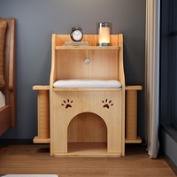 Meuble de chevet pour chat en bois massif, armoire de rangement multifonctionnelle, maison créative pour chat/chien, villa pour animaux toutes saisons pour chats de taille moyenne