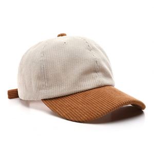 6 Panel Vintage Autumn/Winter Two-Tone Corduroy Color Block Unisex Outdoor Use Warmth Soft Hand Embroidery Image Duckbill - Product Image 5