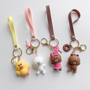 Niedliche Kawaii Silikon Braunbär Schlüssel bund Zubehör Cartoon <span class=keywords><strong>Anime</strong></span> Bär 3D Soft PV Schlüssel ring Rucksack Charme Geschenk für Frauen Männer - Product Image 3