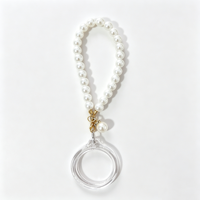Nouveaux porte-clés en acrylique avec insert photo en plastique, sangle en perles imitation verre, étanches, avec logo personnalisable, cadeaux promotionnels
