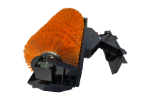 Balayeuse d'angle pour chargeuse compacte |   Accessoire rotatif à entraînement hydraulique pour le nettoyage des débris de neige et de la poussière |   Attache rapide universelle