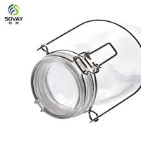 Bouteille en verre transparente vide de 500 ml, 1000 ml, 1500 ml, 2000 ml, bouteille à jus, bouteille à boisson, bouteille à lait avec couvercle en verre hermétique