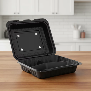 กล่องอาหารแบบนำกลับบ้าน Tiya 3 ช่องเดียว ผลิตจากพลาสติก PP ใช้กับไมโครเวฟได้ เหมาะสำหรับบรรจุอาหารร้านอาหาร ผลิตในเวียดนาม - Product Image 1