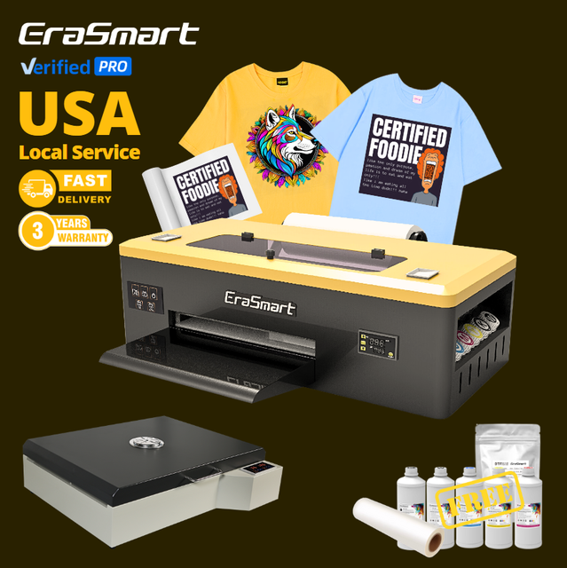 Erasmart 13Inch 340mm Printer T-shirt Printing Machine A3 DTF Printer 30cm 33cm Small Pink Impresora DTF Printer With DTF Oven