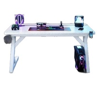 Bureau d'ordinateur pour jeux et études avec dissipation thermique, bras mécanique réglable, surface en fibre de carbone, roulettes en bois massif