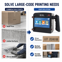 Imprimante jet d'encre portable intelligente 100 mm avec écran tactile, codeur de grands caractères, codeur de date, logo pour bois, carton, plastique, métal
