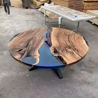 Table de salle à manger en bois massif de noyer avec résine époxy, style rivière, fabrication directe d'usine de meubles Round Home Furniture