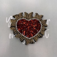 En gros À La Main Perlé Coeur Cristal Appliques pour Vêtements Strass Fait Patchs
