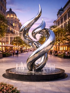 Sculpture de luxe en acier inoxydable poli miroir pour extérieur - Design carré personnalisé - Résistante aux intempéries - Décoration de parc et de jardin - Product Image 4
