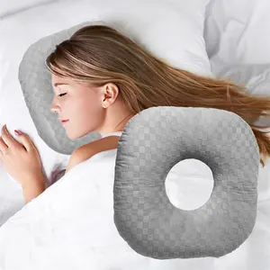 New Style Fashionable Ear Piercing Pillow for Side Sleepers O-Shaped Side Sleeping Pillow For Ear Machine Wash Ear Pillow