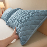 Housse de coussin matelassée en coton antibactérien bleu poussière moderne, teinte en fil lavé, 48x74cm, pour hôtels, resorts et zones côtières