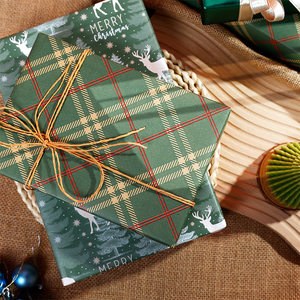 Alta calidad al por mayor 80g 43*300cm papel de embalaje verde de Navidad papel de regalo - Product Image 2