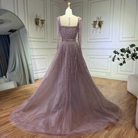 Serene Hill LA72710 Rosa Langarm-Abendkleider mit Perlenbesatz und abnehmbarem Überrock, formelle Partykleider für Damen 2026