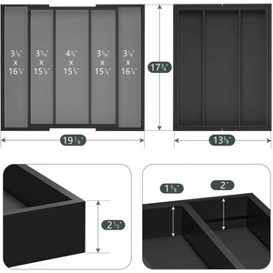 Bandeja Expandible para Cubiertos de 5 Compartimentos, Multifuncional, para Cocina, Oficina, Organizador de Almacenamiento, Bandeja de Bambú para Cubiertos - Product Image 5