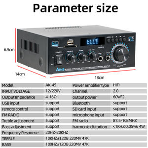 Amplificadores de potencia para el hogar de <span class=keywords><strong>2</strong></span> canales, sonido envolvente, Fm, Usb, Control remoto, Mini amplificador Digital Hifi, <span class=keywords><strong>2</strong></span> canales, <span class=keywords><strong>2</strong></span> canales - Product Image 4