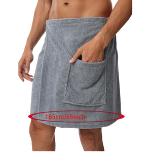 Toalla de <span class=keywords><strong>Sauna</strong></span> para Hombre con Logotipo Bordado Personalizado, 100% Algodón, con Botones y Bolsillo, Color Sólido, Secado Rápido, para Uso en Casa, Spa o Gimnasio - Product Image 1