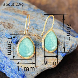 Orecchini a Gancio con Turchese Simulato a Goccia per Donne, Gioielli Artistici ed Eleganti alla Moda - Product Image 4