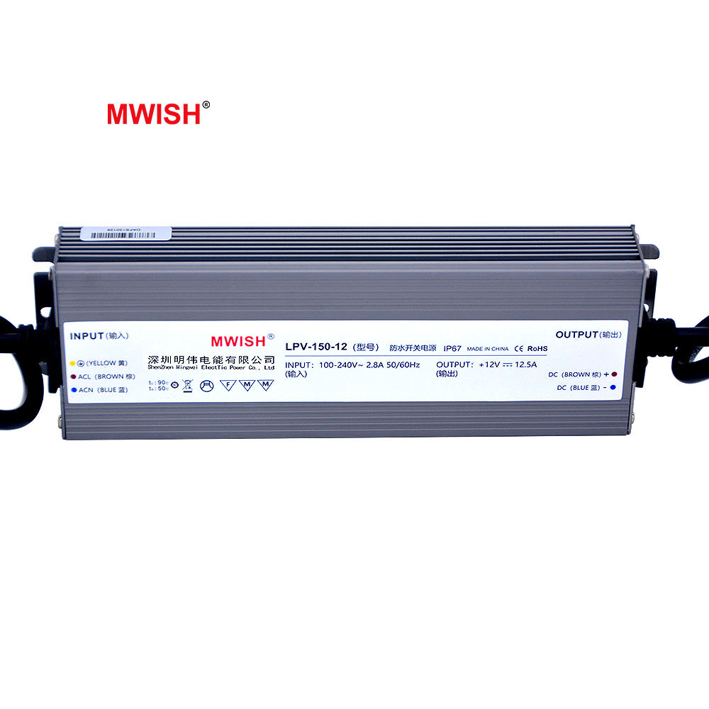 MeanWell LED Netzteil 150W 12V 12.5A - LPV-150-12 Für LED-Beleuchtung, Stripes & Mehr