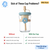 Gelas Teh 500ml dengan Infuser Buah Terintegrasi untuk Kantor dan Rumah, Botol Infus Mini Portabel dengan Sedotan dan Pita Anti-Selip