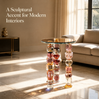 Table d'appoint en cristal K9 prismatique à plusieurs niveaux, table d'appoint géométrique en verre, meubles en cristal pour la décoration intérieure moderne et luxueuse