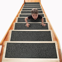 Tapis d'escalier moderne en lin auto-adhésif antidérapant en caoutchouc à motif abstrait, fabriqué à la machine, 1,5 mm – Vente chaude transfrontalière