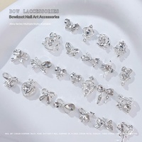 Paso Sico Nouveaux Breloques pour Nail Art en Alliage, Motif Nœud Papillon, Strass Ultra-brillants, Papillons, Cœurs, Clous de style vintage, Mignons, Mini 3D