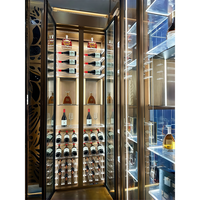 Armoire à vin de luxe, grande capacité de rangement, acier inoxydable, panneau en verre trempé, respectueux de l'environnement, durable, capacité de 100+ bouteilles