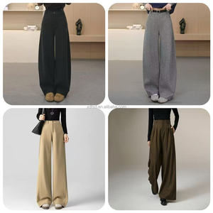 Pantalones de Mujer Formales de Cintura Alta, Color Sólido, Personalizados, Pantalones Anchos Casuales de Moda para Oficina, Profesionales - Product Image 5