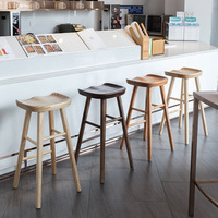 Chaise de bar nordique en bois massif maison tabouret haut café chaises de café Restaurant moderne chaises hautes en bois