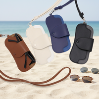Étui à lunettes en cuir léger et souple RR Fashion, étui portable pour lunettes, pochette pour lunettes, cordon de cou, support ultra fin en PU pour filles