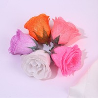 Kepala Bunga Mawar Buatan Kristal Berlapis Glitter Tahan Lama Aksesoris DIY Modern untuk Dekorasi Hadiah Hari Valentine