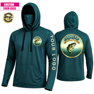 Plus Size UPF50+ Integrated <strong>Face</strong> Mask Men Quick Dry Breathable Bass Fishing Performance Fishing Hoodie <strong>Shirt</strong> - Product Image 1