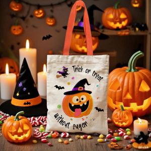 Bolsa de Lona Vintage Personalizada, Bolsa de Truco o Trato, Regalo de Halloween para Niños - Product Image 3