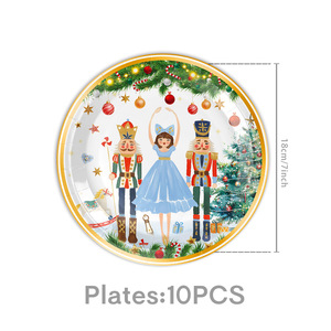 Juego de Vajilla Navideña DAMAI con Diseño Nuevo, Tema de Cascanueces y Hada de Ciruela, Platos, Vasos y Servilletas Desechables de Papel - Product Image 3