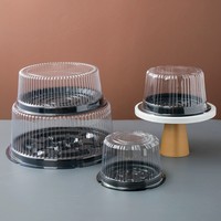 Conteneur à Gâteau en Plastique PET Transparent Jetable Personnalisé, Boîte d'Emballage Ronde pour Gâteau, Dômes à Gâteau au Fromage avec Base Dorée, Brune ou Blanche