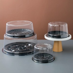 Hộp đựng bánh nhựa PET dùng một lần trong suốt, tùy chỉnh, hình tròn, hộp đựng bánh, hộp bánh cheesecake, nắp vòm, đế màu vàng nâu trắng - Product Image 4