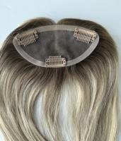 Mini Topper en Cheveux Humains Européens avec Base Mono, Couleur Ombrée, Ligne de Cheveux Naturelle, Base en Soie, Cuticules Alignées