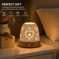 Lampe de nuit en céramique de porcelaine creuse, motif cœur, porte-bougie LED, blanc chaud, lampe de table pour la décoration de la maison et de la chambre
