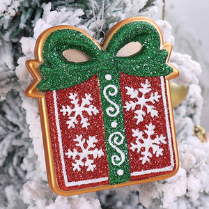 LINGKAI <b>Red</b> <b>Green</b> Glitter Train Gift Box Bell Shaped <b>Christmas</b> Ornaments Hanging Baubles Xmas Tree <b>Decor</b> - Product Image 4
