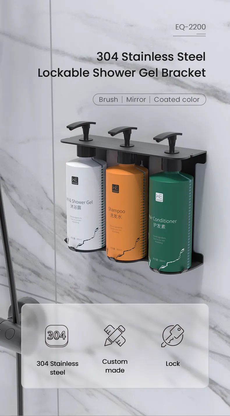 Eco moderna appesa a muro a prova di bambino 300Ml Shampoo sapone Disepnser supporto staffa con serratura